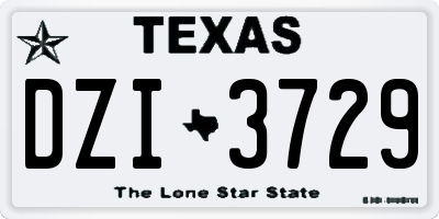 TX license plate DZI3729