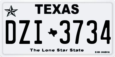 TX license plate DZI3734