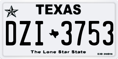 TX license plate DZI3753