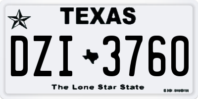 TX license plate DZI3760