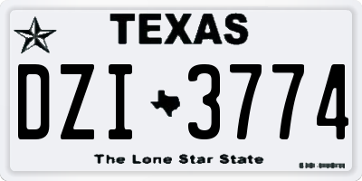 TX license plate DZI3774