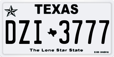 TX license plate DZI3777