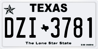 TX license plate DZI3781