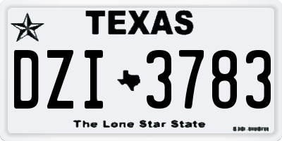 TX license plate DZI3783