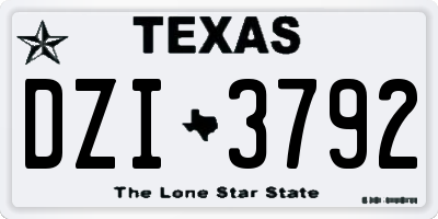 TX license plate DZI3792