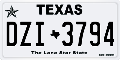 TX license plate DZI3794