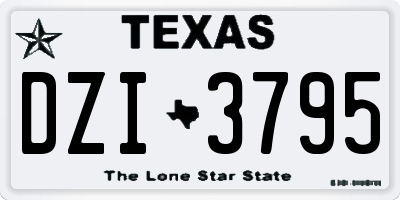 TX license plate DZI3795