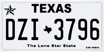TX license plate DZI3796