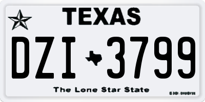 TX license plate DZI3799