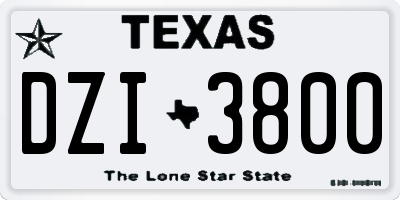 TX license plate DZI3800