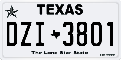 TX license plate DZI3801