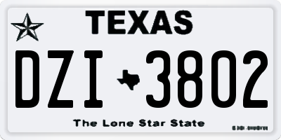 TX license plate DZI3802