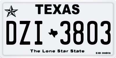 TX license plate DZI3803