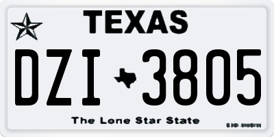 TX license plate DZI3805