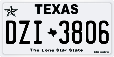 TX license plate DZI3806