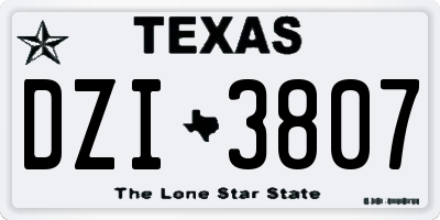TX license plate DZI3807
