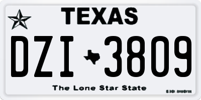 TX license plate DZI3809