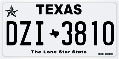 TX license plate DZI3810