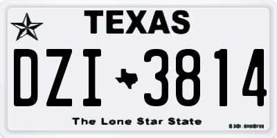 TX license plate DZI3814