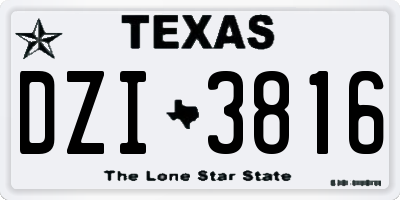TX license plate DZI3816
