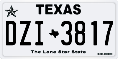 TX license plate DZI3817