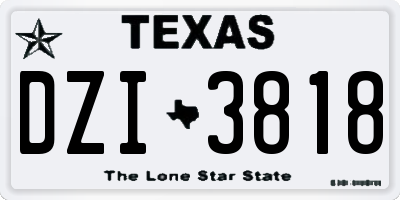 TX license plate DZI3818
