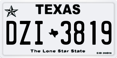 TX license plate DZI3819