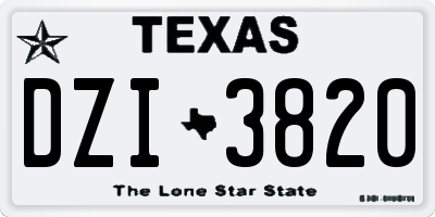 TX license plate DZI3820