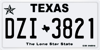 TX license plate DZI3821