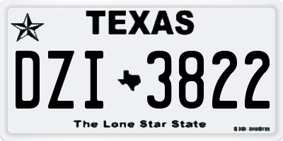 TX license plate DZI3822