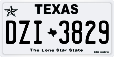 TX license plate DZI3829