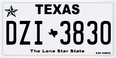 TX license plate DZI3830