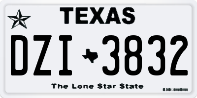 TX license plate DZI3832