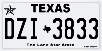 TX license plate DZI3833