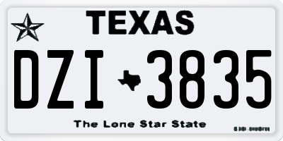 TX license plate DZI3835