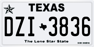 TX license plate DZI3836