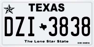 TX license plate DZI3838