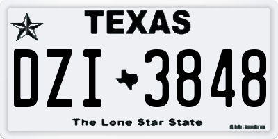 TX license plate DZI3848