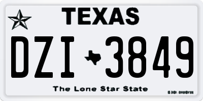 TX license plate DZI3849