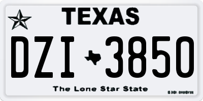 TX license plate DZI3850