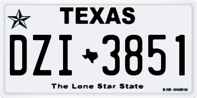 TX license plate DZI3851