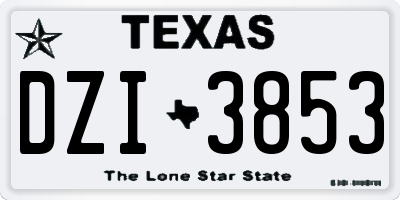 TX license plate DZI3853