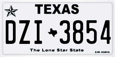 TX license plate DZI3854