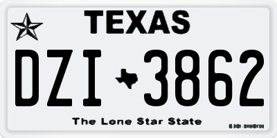 TX license plate DZI3862