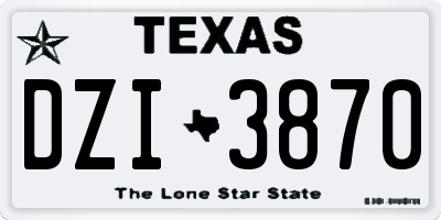 TX license plate DZI3870