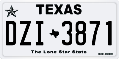 TX license plate DZI3871
