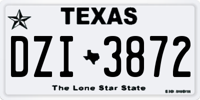 TX license plate DZI3872