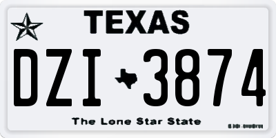 TX license plate DZI3874