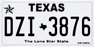 TX license plate DZI3876