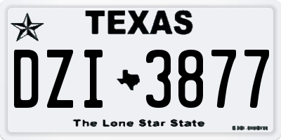 TX license plate DZI3877